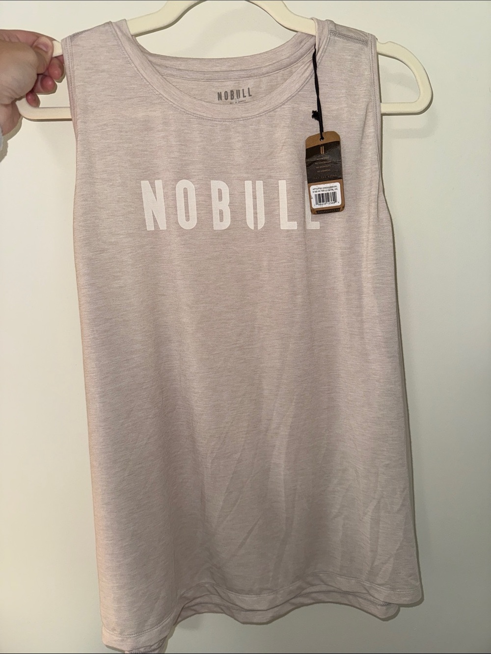 NWT NOBULL Women's Tank Top in Light Taupe with White Logo